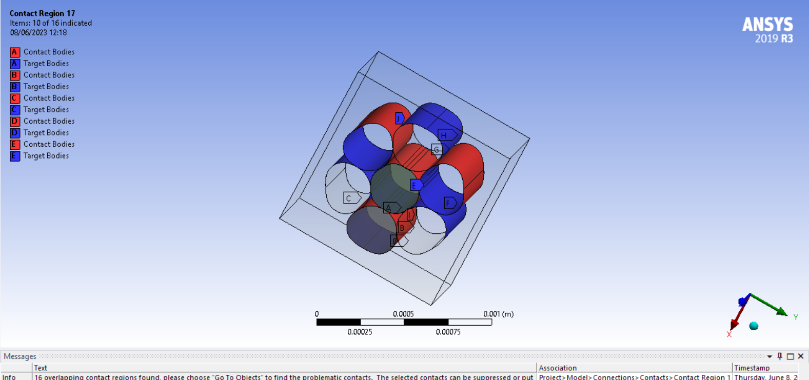 3D fluent overlapping contacts