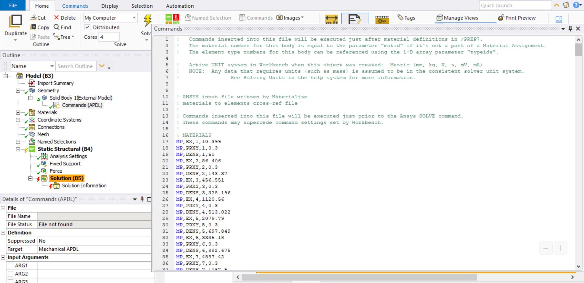 Import material properties from .txt file into ansys mechanical