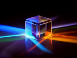 A,Crystal,Cube,Reflects,Colored,Rays