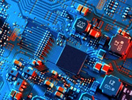 Electronic circuit board close up.
